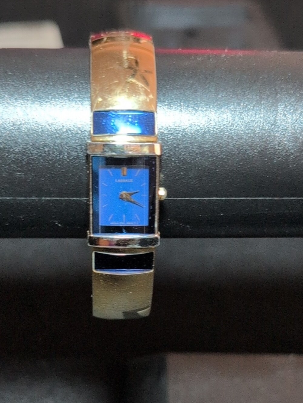 SEIKO LaSalle LadiesTank Watch Blue Dial Gold Tone Bracelet